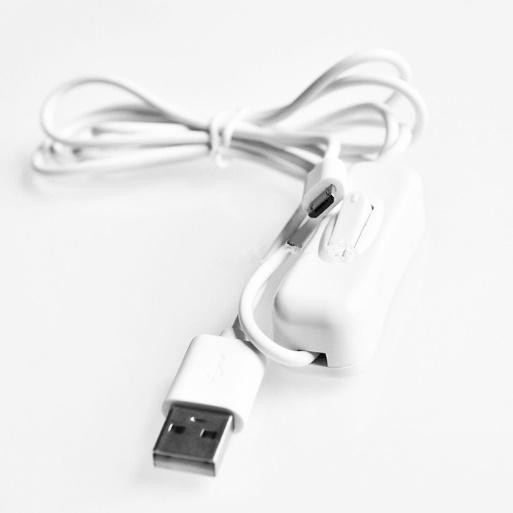 Кабель Micro USB для Raspberry Pi 3 (5В, 2.5А, 1.5М, с выключателем ON/OFF, белый)