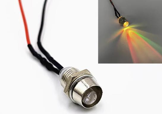 12-18V 5MM Water Clear RGB Quick Flash LED Metal Indicator Light with 20CM Cable