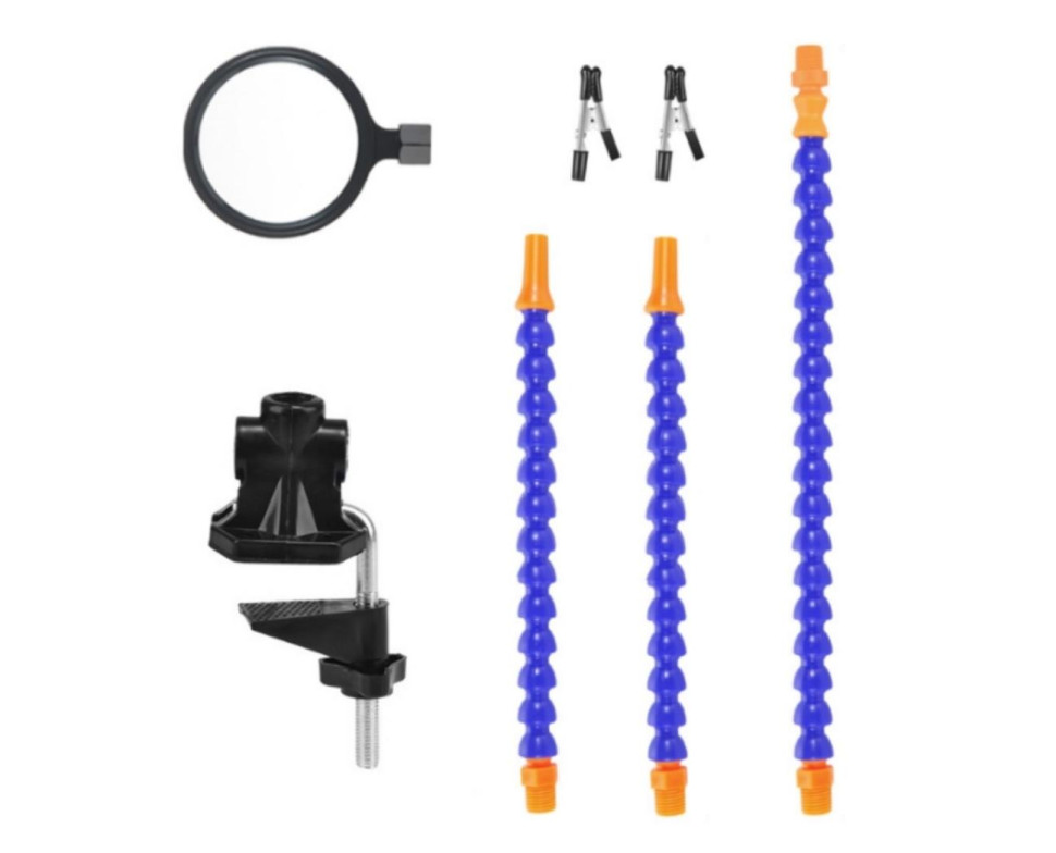 PCB Welding Flexible Blue Multifunctional (3 Holes 3 Arms + Magnifying Glass) Arms