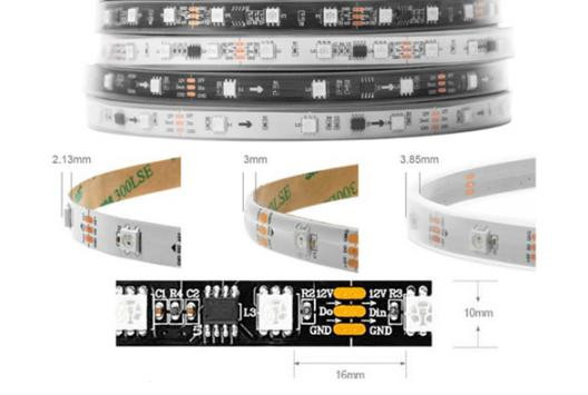 Адресная светодиодная лента WS2811 RGB5050 (черная, 12В, 48 LED/м, 5м, IP30)