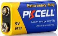 Батарея PKCELL 6F22 (9В, угольно-цинковая, высококачественная, квадратная)