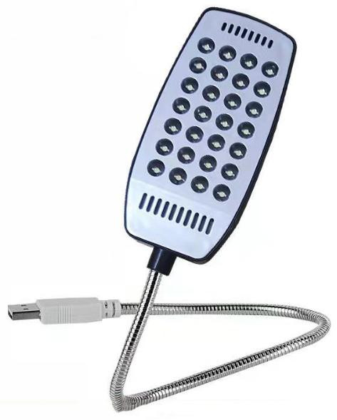 Светодиодная (28 LED) USB лампа для чтения без выключателя, черная