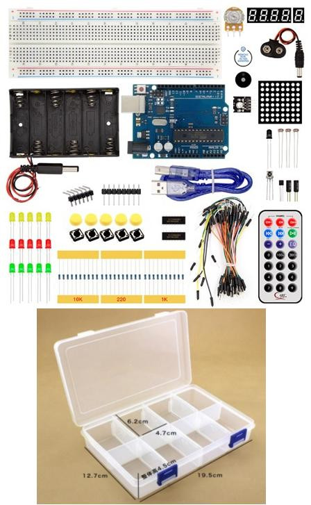 Базовый набор Arduino UNO R3 DIP c фирменным логотипом без батарейки крона 9В