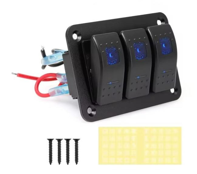 Marine Switch Panel 3 Gang Waterproof DC12/24V