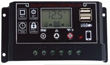 PWM Солнечный контроллер 20А 12/24В (двойной USB, LCD дисплей)