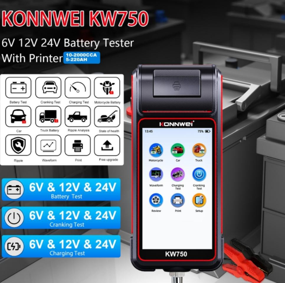Accuracy 5.5 Inch Touch KONNWEI KW750 High Screen Battery Tester inside Battery