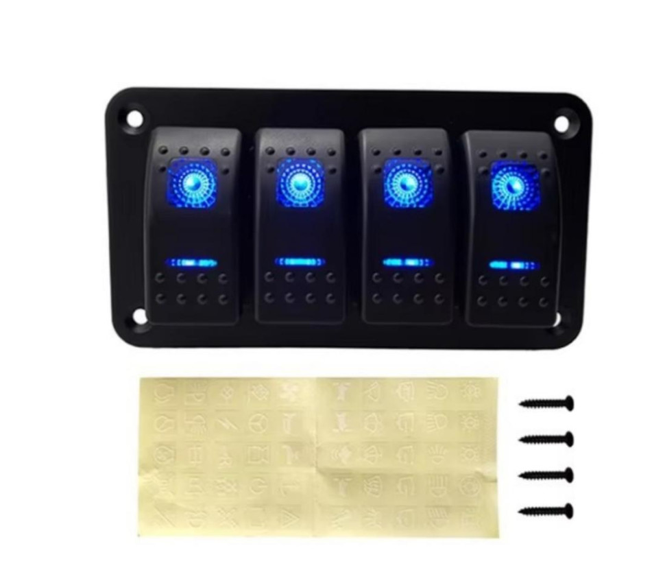 Marine Switch Panel 4 Gang Waterproof DC12/24V