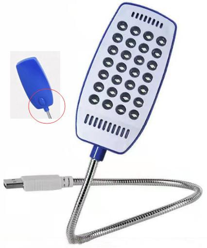 Светодиодная (28 LED) USB лампа для чтения с выключателем, синяя
