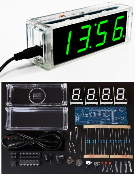 DIY цифровые часы зелёные цифры